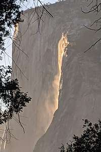 View of Horsetail Falls Firefall from Four  Mile Trail